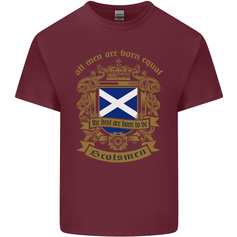 All Men Are Born Equal Scotland Scottish Mens Cotton T-Shirt Tee Top Maroon