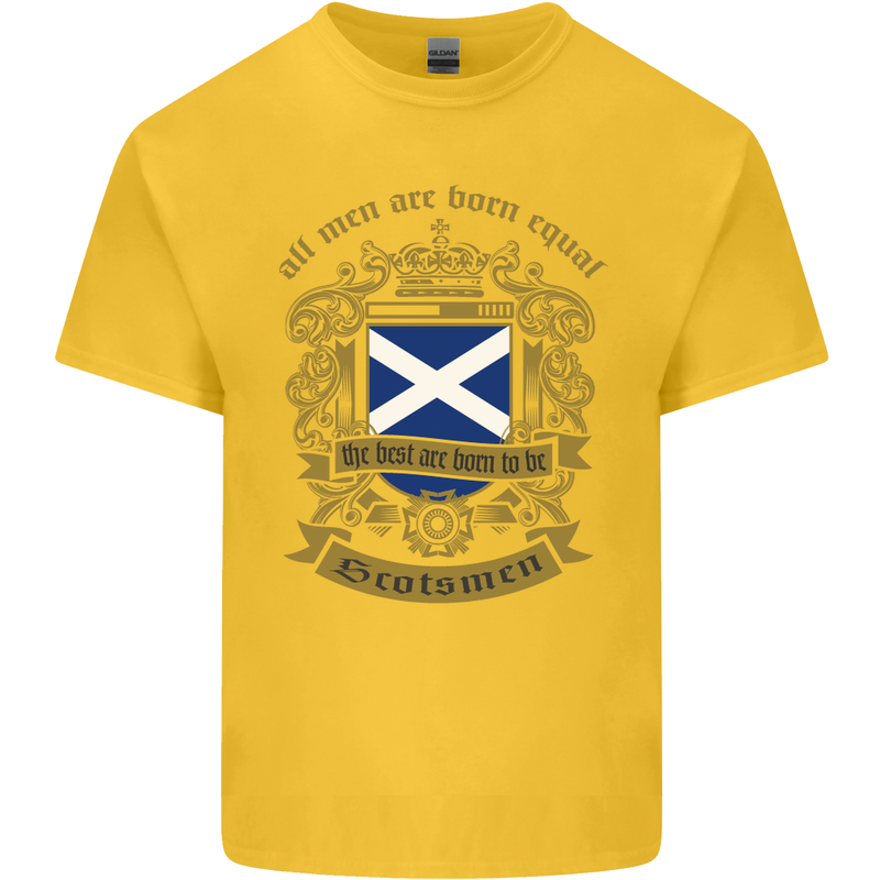 All Men Are Born Equal Scotland Scottish Mens Cotton T-Shirt Tee Top Yellow