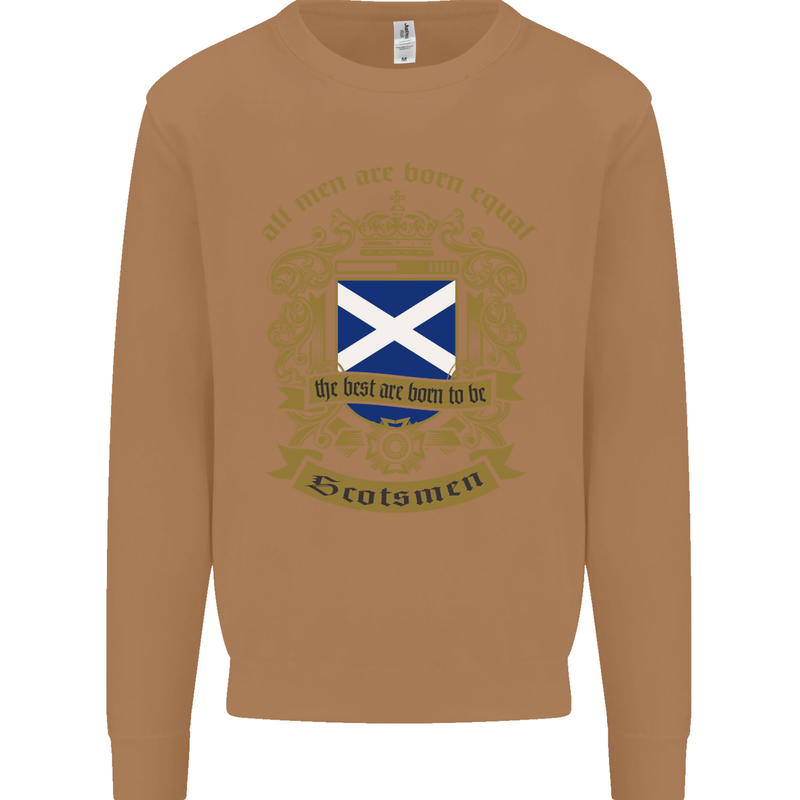 All Men Are Born Equal Scotland Scottish Mens Sweatshirt Jumper Caramel Latte