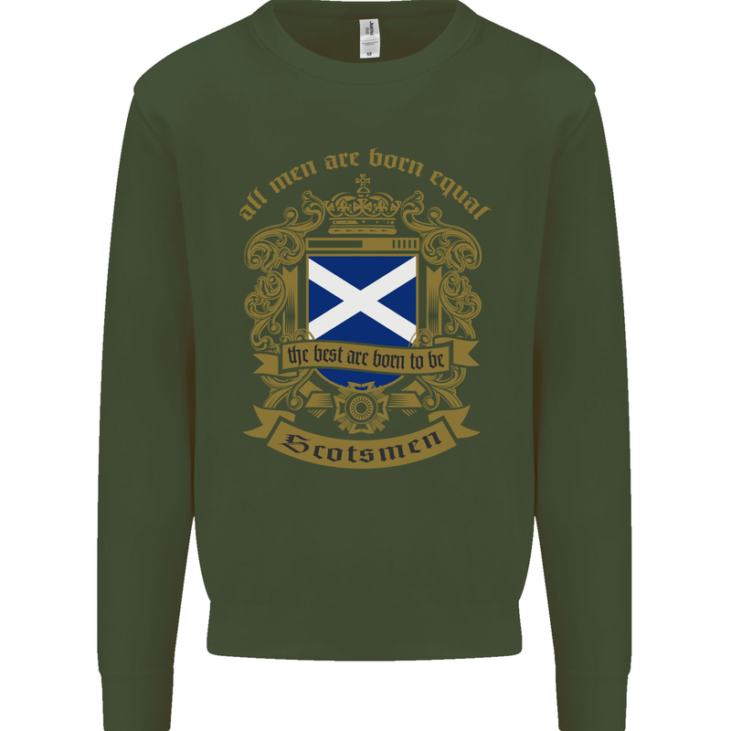 All Men Are Born Equal Scotland Scottish Mens Sweatshirt Jumper Forest Green