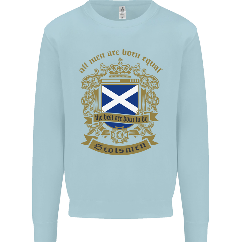 All Men Are Born Equal Scotland Scottish Mens Sweatshirt Jumper Light Blue