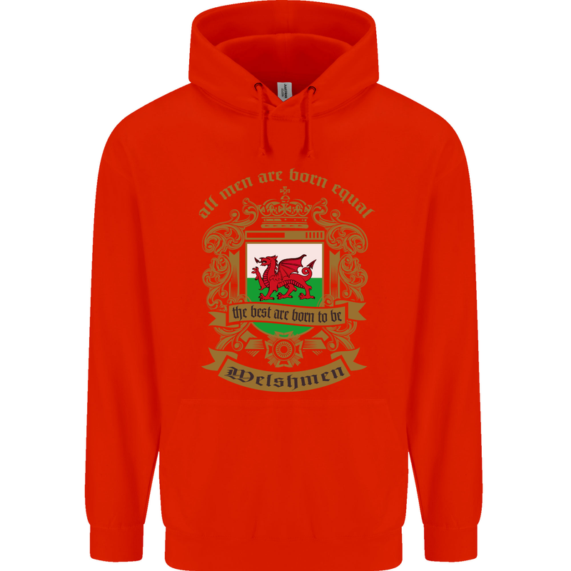 All Men Are Born Equal Welshmen Wales Welsh Childrens Kids Hoodie Bright Red