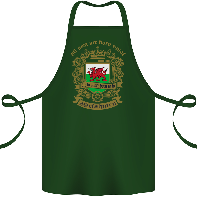 All Men Are Born Equal Welshmen Wales Welsh Cotton Apron 100% Organic Forest Green