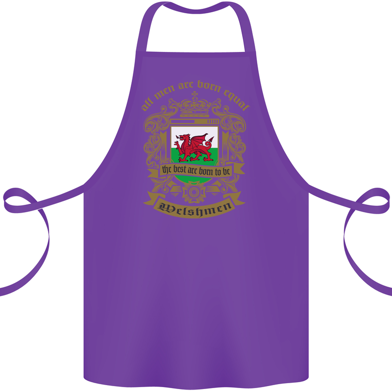 All Men Are Born Equal Welshmen Wales Welsh Cotton Apron 100% Organic Purple