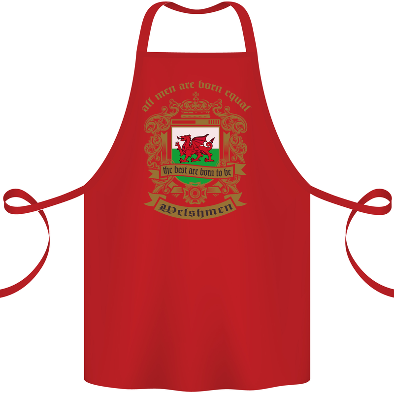All Men Are Born Equal Welshmen Wales Welsh Cotton Apron 100% Organic Red