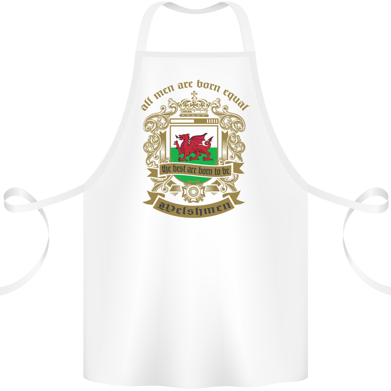 All Men Are Born Equal Welshmen Wales Welsh Cotton Apron 100% Organic White