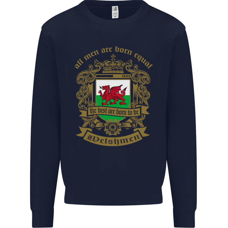 All Men Are Born Equal Welshmen Wales Welsh Kids Sweatshirt Jumper Navy Blue