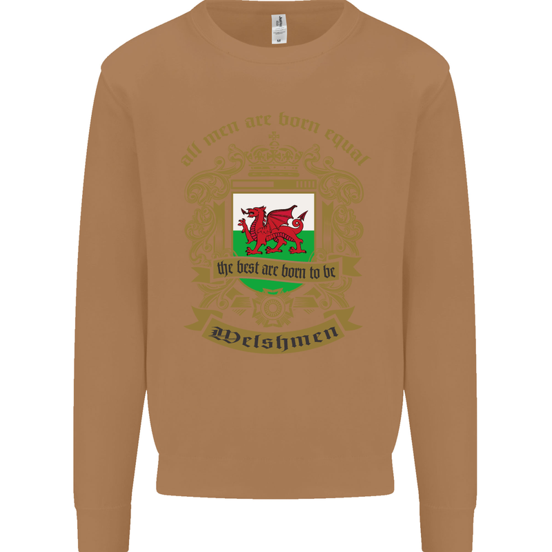 All Men Are Born Equal Welshmen Wales Welsh Mens Sweatshirt Jumper Caramel Latte