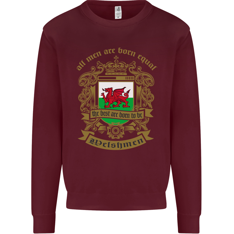 All Men Are Born Equal Welshmen Wales Welsh Mens Sweatshirt Jumper Maroon