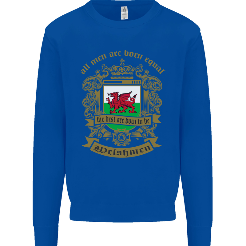 All Men Are Born Equal Welshmen Wales Welsh Mens Sweatshirt Jumper Royal Blue