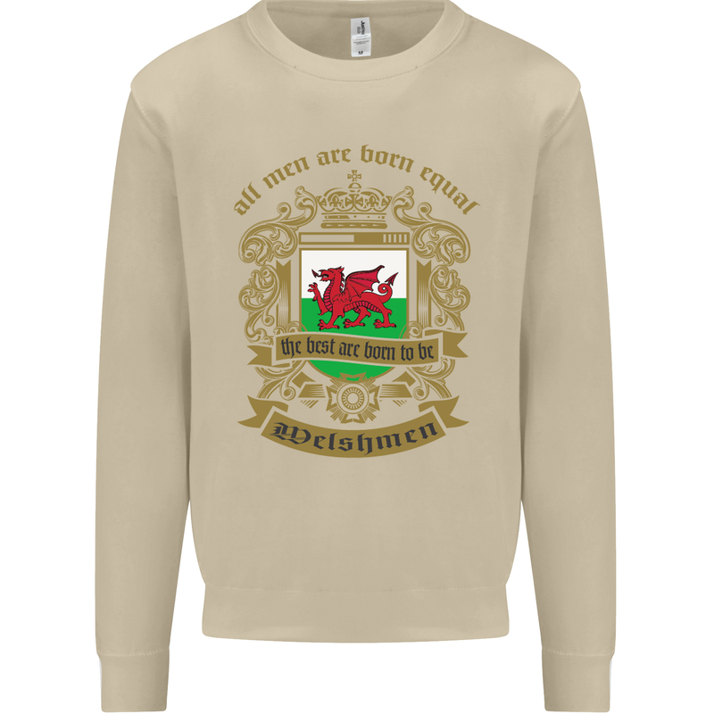 All Men Are Born Equal Welshmen Wales Welsh Mens Sweatshirt Jumper Sand