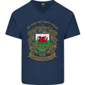 All Men Are Born Equal Welshmen Wales Welsh Mens V-Neck Cotton T-Shirt Navy Blue