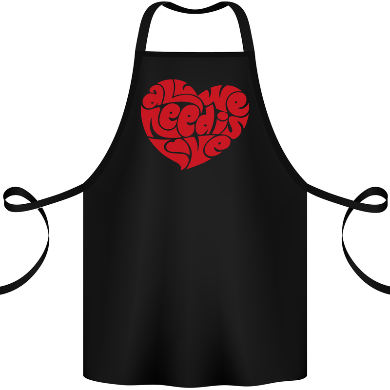 All You Need Is Love Heart Peace Cotton Apron 100% Organic Black