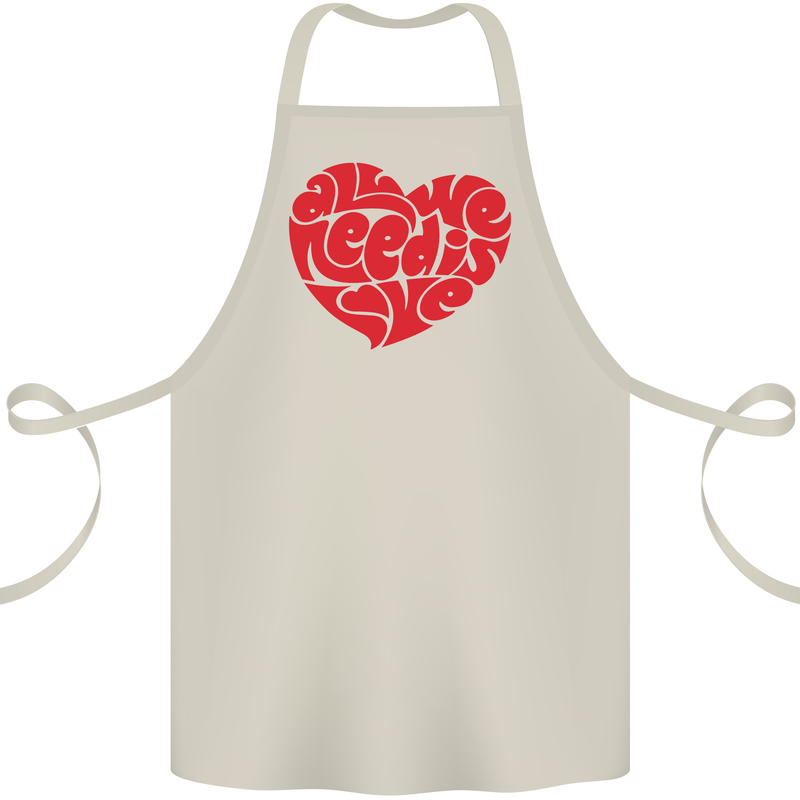 All You Need Is Love Heart Peace Cotton Apron 100% Organic Natural