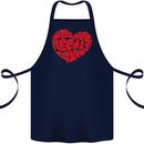All You Need Is Love Heart Peace Cotton Apron 100% Organic Navy Blue