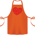 All You Need Is Love Heart Peace Cotton Apron 100% Organic Orange