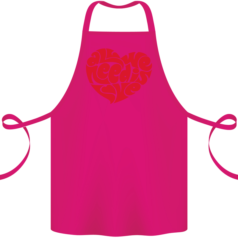 All You Need Is Love Heart Peace Cotton Apron 100% Organic Pink