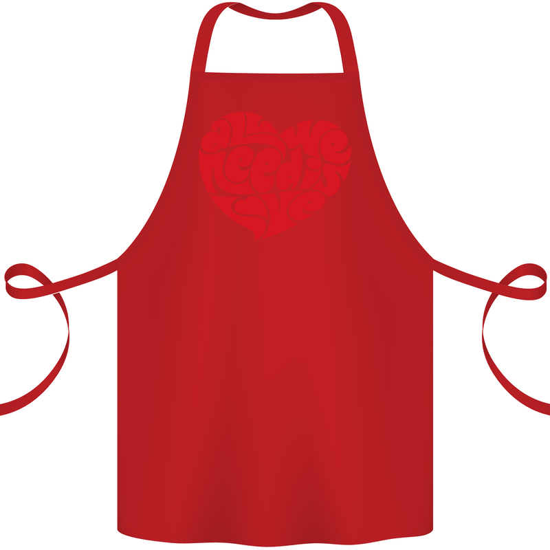 All You Need Is Love Heart Peace Cotton Apron 100% Organic Red