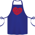 All You Need Is Love Heart Peace Cotton Apron 100% Organic Royal Blue