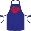All You Need Is Love Heart Peace Cotton Apron 100% Organic Royal Blue