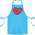 All You Need Is Love Heart Peace Cotton Apron 100% Organic Turquoise