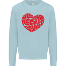 All You Need Is Love Heart Peace Kids Sweatshirt Jumper Light Blue