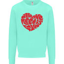 All You Need Is Love Heart Peace Kids Sweatshirt Jumper Peppermint
