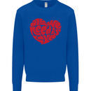 All You Need Is Love Heart Peace Kids Sweatshirt Jumper Royal Blue