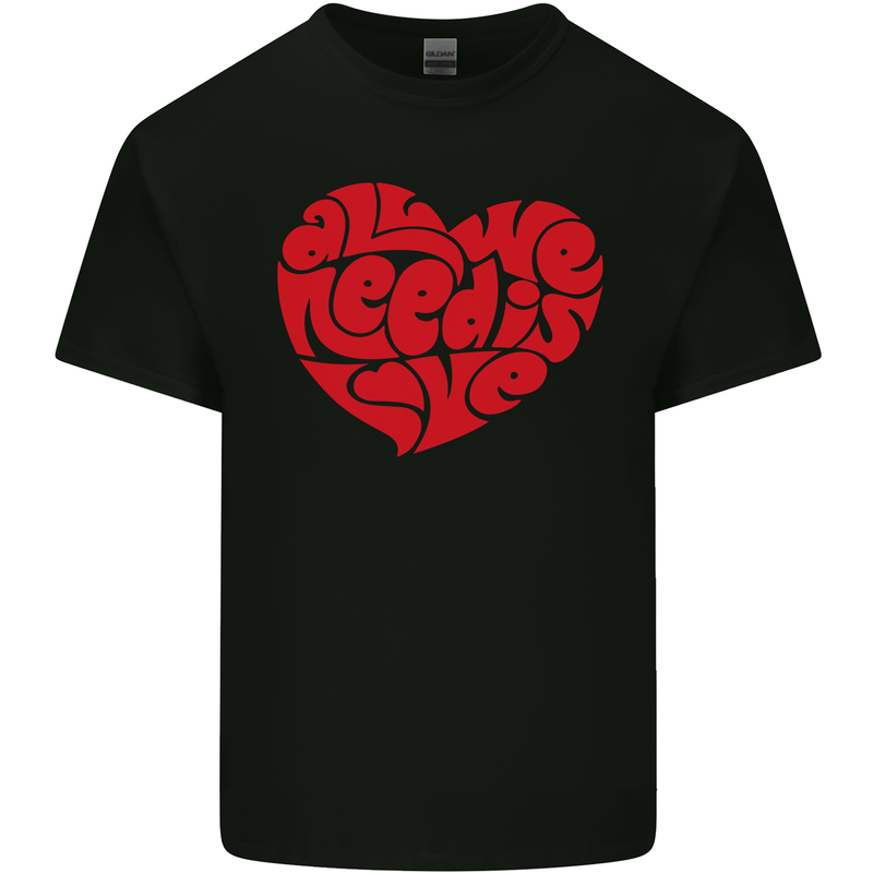 All You Need Is Love Heart Peace Kids T-Shirt Childrens Black