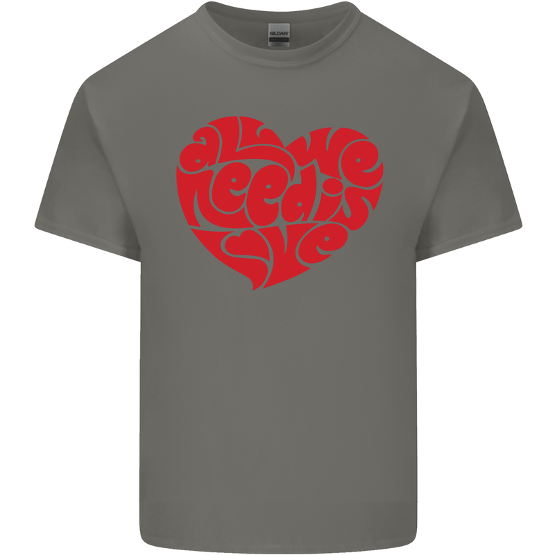 All You Need Is Love Heart Peace Kids T-Shirt Childrens Charcoal