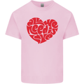 All You Need Is Love Heart Peace Kids T-Shirt Childrens Light Pink