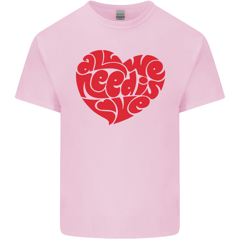 All You Need Is Love Heart Peace Kids T-Shirt Childrens Light Pink