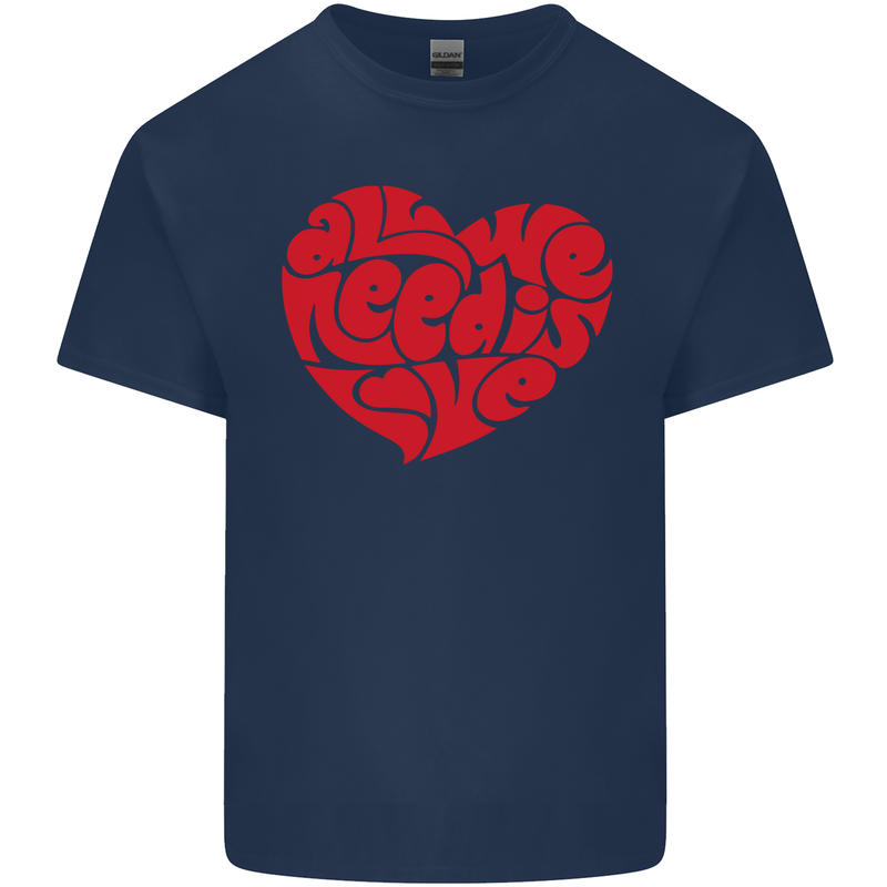 All You Need Is Love Heart Peace Kids T-Shirt Childrens Navy Blue