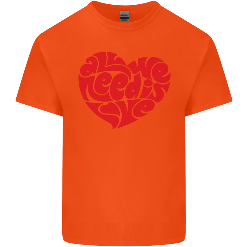 All You Need Is Love Heart Peace Kids T-Shirt Childrens Orange
