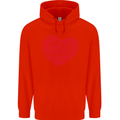 All You Need Is Love Heart Peace Mens 80% Cotton Hoodie Bright Red