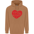 All You Need Is Love Heart Peace Mens 80% Cotton Hoodie Caramel Latte
