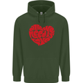 All You Need Is Love Heart Peace Mens 80% Cotton Hoodie Forest Green