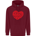 All You Need Is Love Heart Peace Mens 80% Cotton Hoodie Maroon