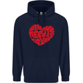 All You Need Is Love Heart Peace Mens 80% Cotton Hoodie Navy Blue
