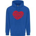 All You Need Is Love Heart Peace Mens 80% Cotton Hoodie Royal Blue