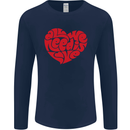 All You Need Is Love Heart Peace Mens Long Sleeve T-Shirt Navy Blue