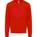 All You Need Is Love Heart Peace Mens Sweatshirt Jumper Bright Red