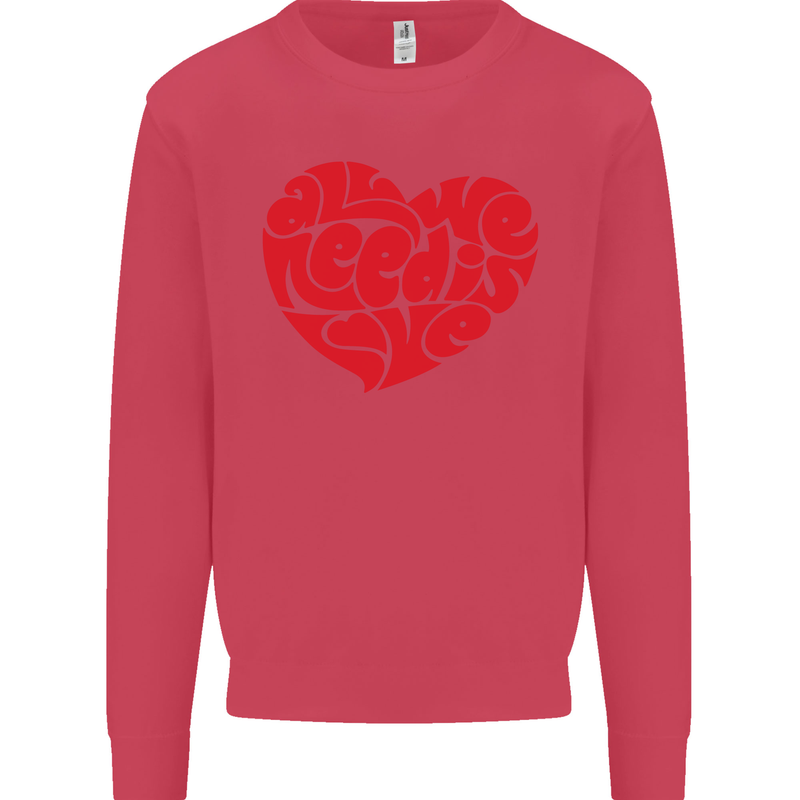 All You Need Is Love Heart Peace Mens Sweatshirt Jumper Heliconia