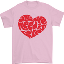All You Need Is Love Heart Peace Mens T-Shirt Cotton Gildan Light Pink