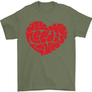 All You Need Is Love Heart Peace Mens T-Shirt Cotton Gildan Military Green