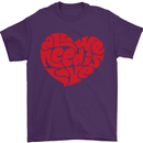 All You Need Is Love Heart Peace Mens T-Shirt Cotton Gildan Purple