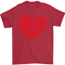 All You Need Is Love Heart Peace Mens T-Shirt Cotton Gildan Red