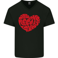 All You Need Is Love Heart Peace Mens V-Neck Cotton T-Shirt Black