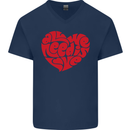 All You Need Is Love Heart Peace Mens V-Neck Cotton T-Shirt Navy Blue