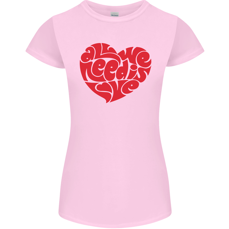 All You Need Is Love Heart Peace Womens Petite Cut T-Shirt Light Pink